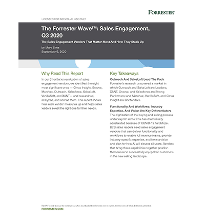 Forrester Wave Report Sales Engagement 2020 Cover